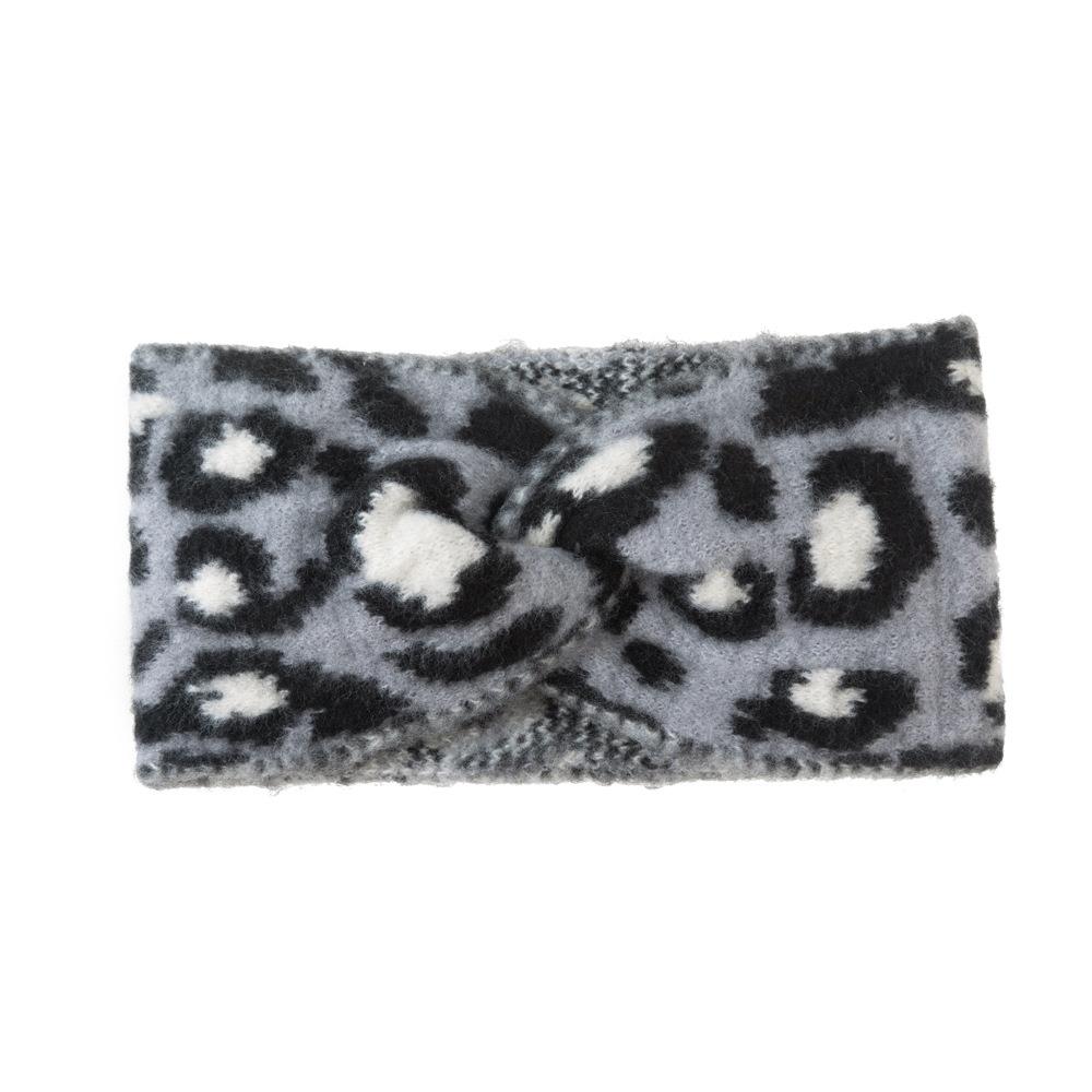 Plush Leopard Print Cross Headband For Women Korean Style Wool Knitted Chunky Hairband Fashion Wide side Turban Hair Accessories