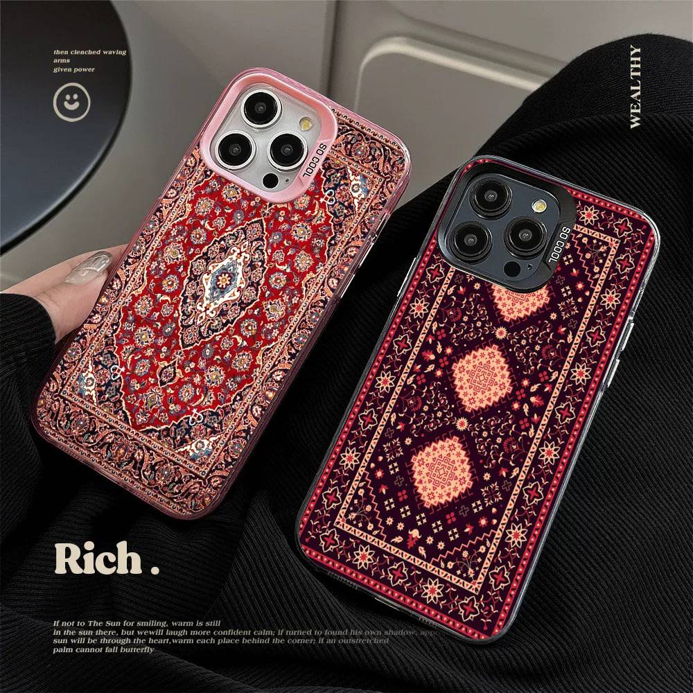 Persian Carpet Floral Pattern Phone Case For IPhone 17 16 15 14 13 12 11 Pro Max Plus Pro Colorful Shell