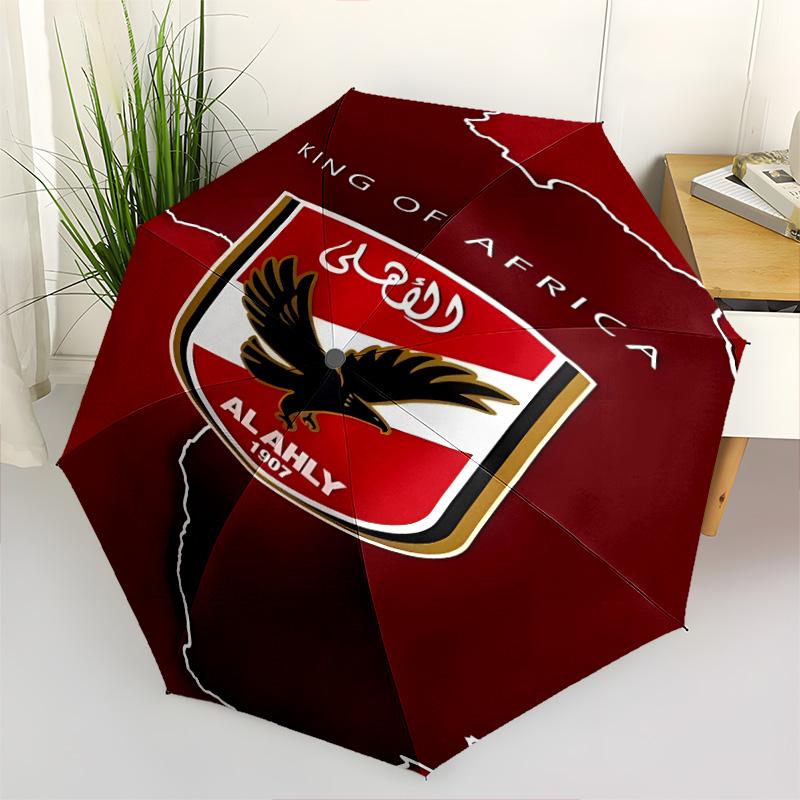 1 PC Automatic Folding Umbrella - Alahly Pattern Portable Foldable Design With 8 Ribs Christmas Birthday Gifts
