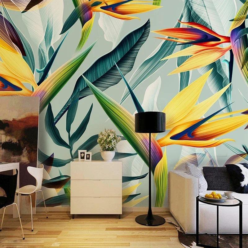 Tropical Landscape Wallpaper 3d Stereo Pastoral Color Leaves Photo Mural Bedroom Theme Hotel Restaurant Wallpaper