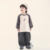 Boys Loose Long Sleeve Cotton T Shirt Raglan Sleeve Casual Kids Tops For Toddler Children