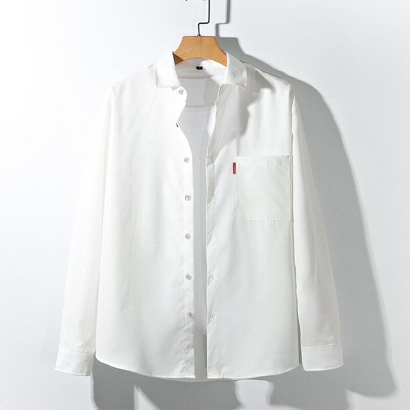Spring and Autumn Long Sleeve Casual Loose Jacket Large Size Solid Color Japanese Shirt T-Shirt
