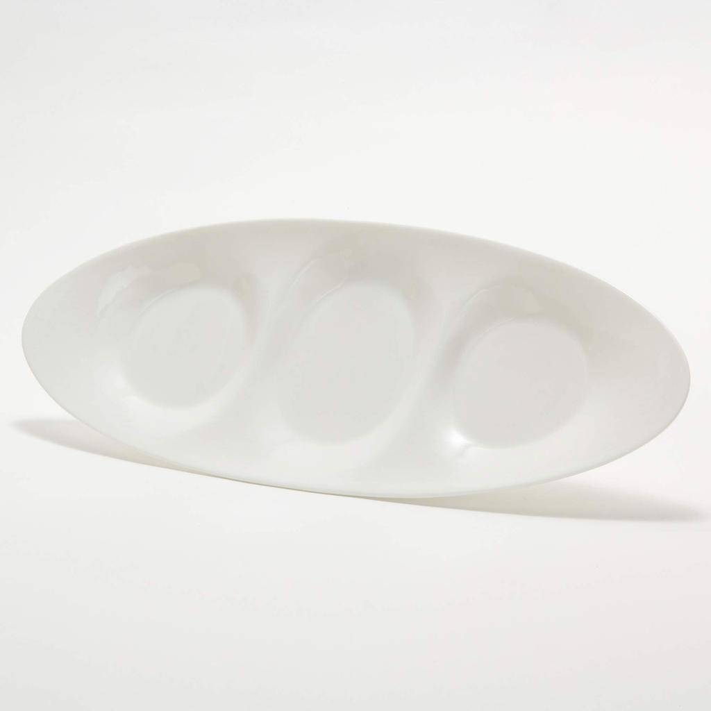 NARUMI Styles 38cm Oval Triple Compartment Plate, Bone China, 50617-3490