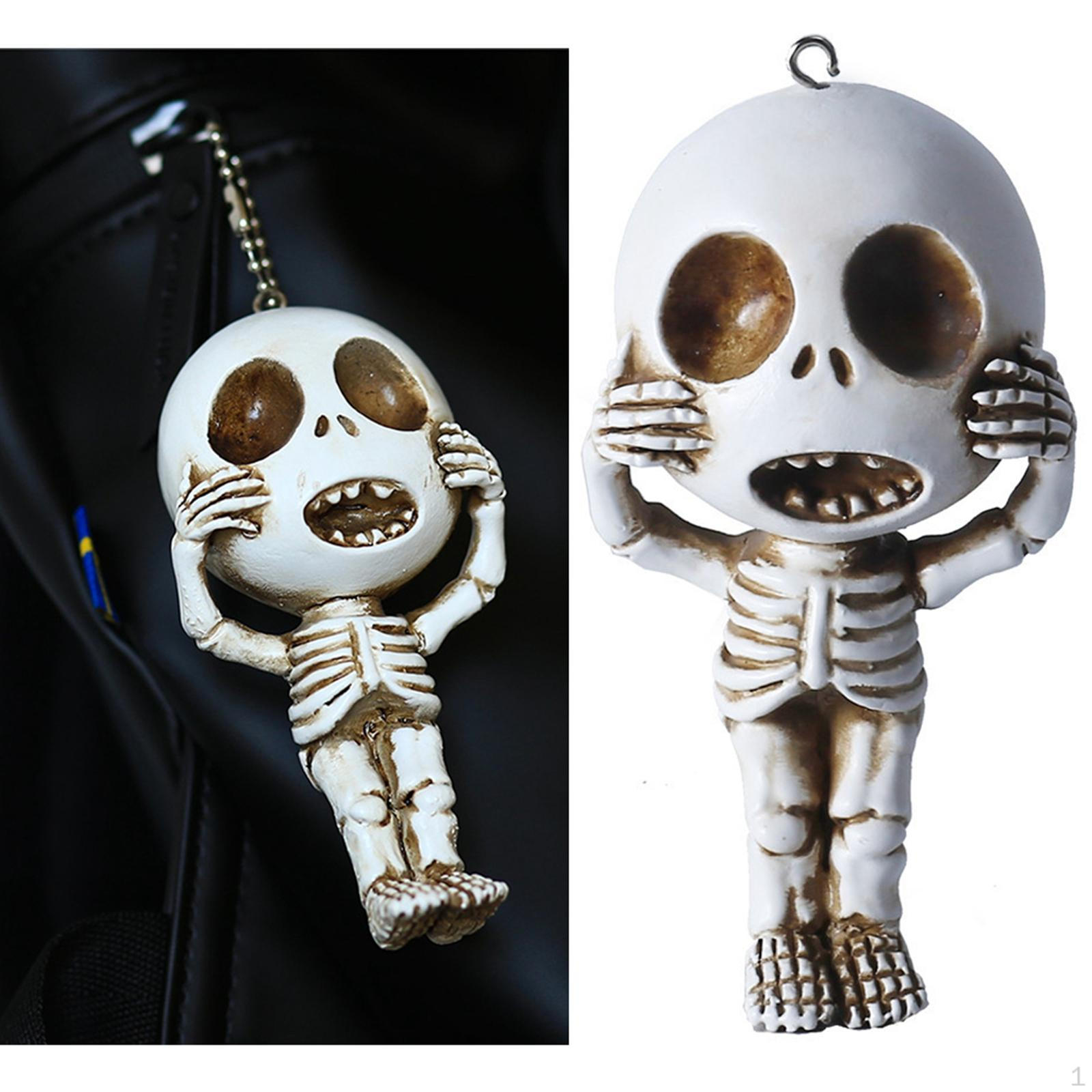 

Skeleton Head Keyring - Miniature Collectibles Hand Made Resin Key Organizer Perfect for Gifts and