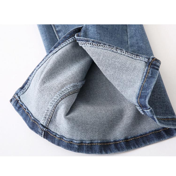 Split Denim Bell Bottoms Women's Summer High Waist Elastic Slim Straight Leg Women's Pants
