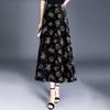 Damen Chiffon Halbrock Sommer A-Linienrock Blumengarnrock Hohe Taille Lockerer Rock Schlankheitslanger Rock