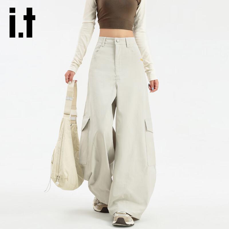 izzueit Women's High-Waist Loose Fit Multi-Pocket Cargo Pants