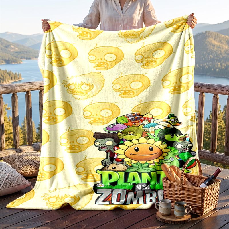 Warme Flanelldecke Pflanzen vs. Zombies Muster, Leichte Bequeme Decke für Bett Sofa