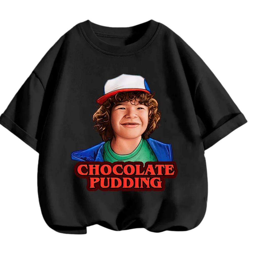 Summer Casual Crew Neck T Shirt Kawaii Cartoon Design Children Stranger Things Short Sleeve Tops Boys Girls