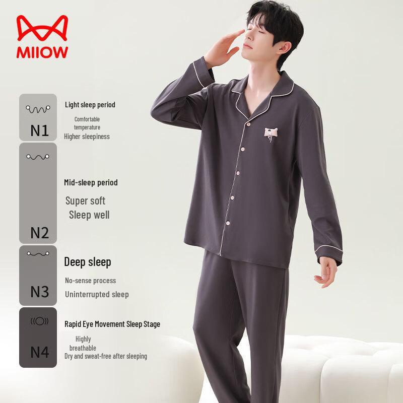 Mao Ren Pure Cotton Anti-Mite Loungewear Cardigan Pajamas