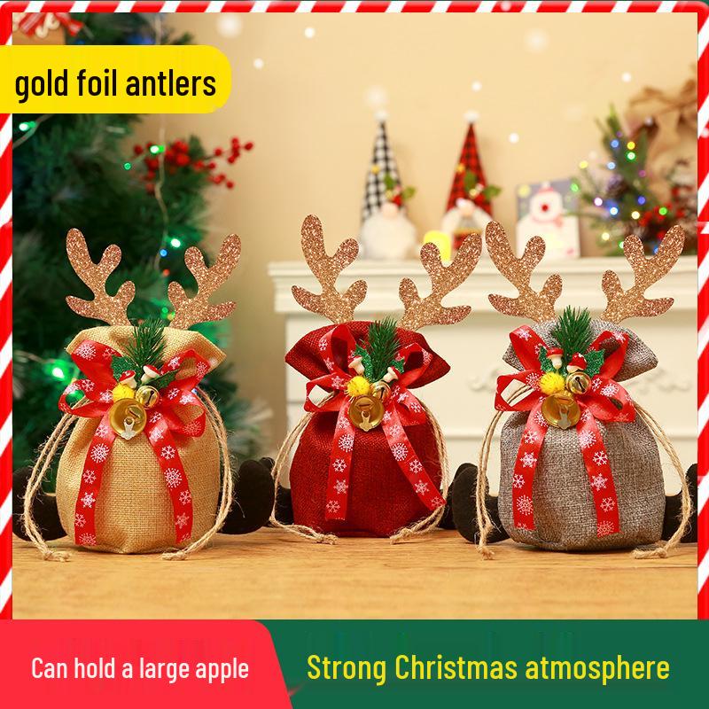 Christmas Eve Candy & Small Gift Apple Bag with Festive Design