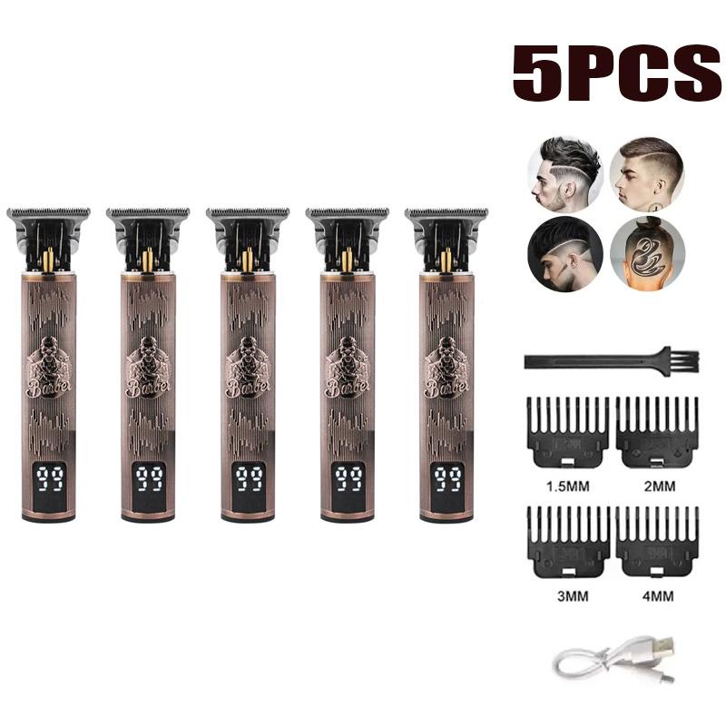 1-5PCS T9 Electric Hair Clipper Men Hair Cutting Machine Shavers Rechargeable With USB Professional Beard Trimmer For Men Barber