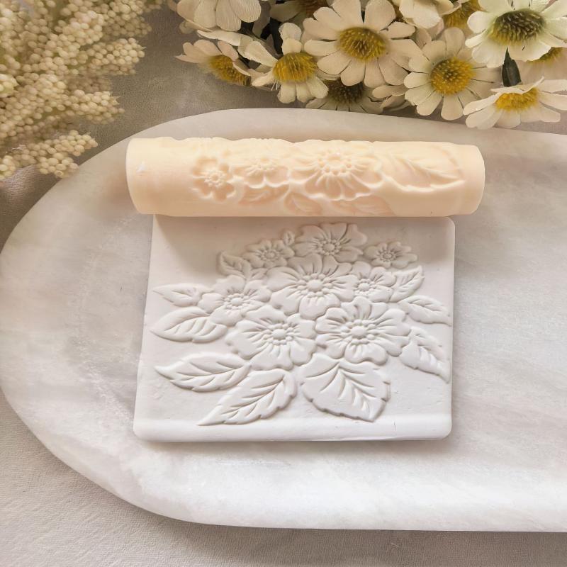 For Clay Crafting, Durable Plastic French Pattern Soft Pottery Earring Polymer Clay Texture Roller, Seamless Cutter Tool