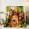 Golden Retriever Group Floral Blanket bedroom Blanket for Livingroom Couch lunch break Soft throw for Friend's festival Gift