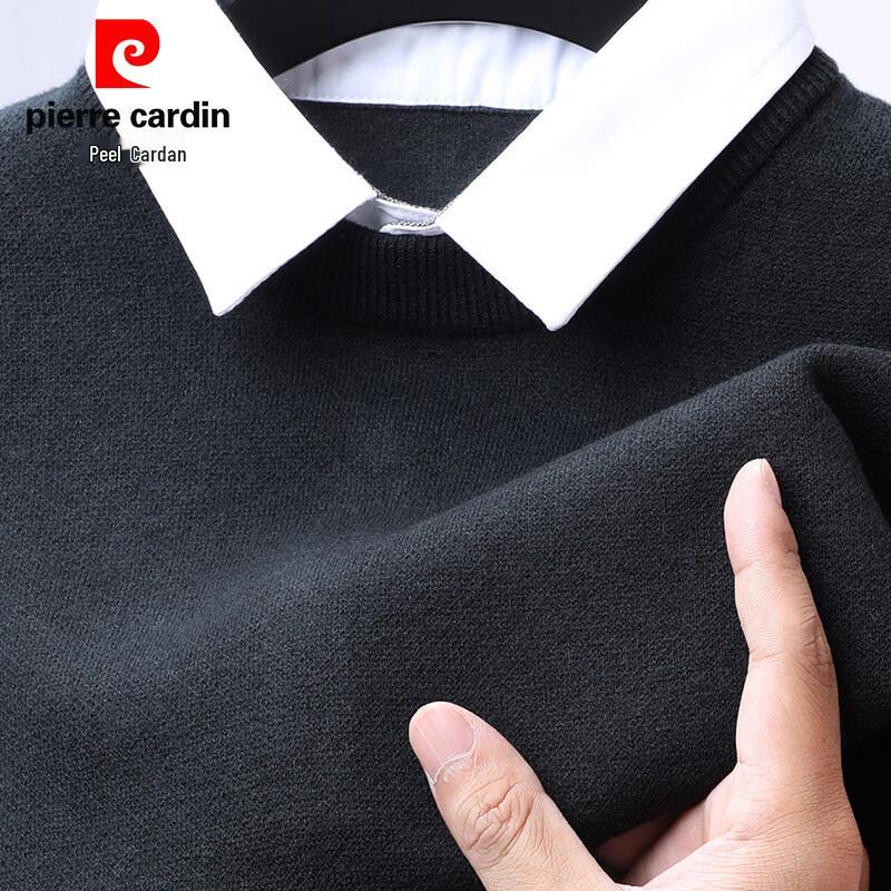 Pierre Cardin Men's 100% Pure Wool Faux Two-Piece Sweater