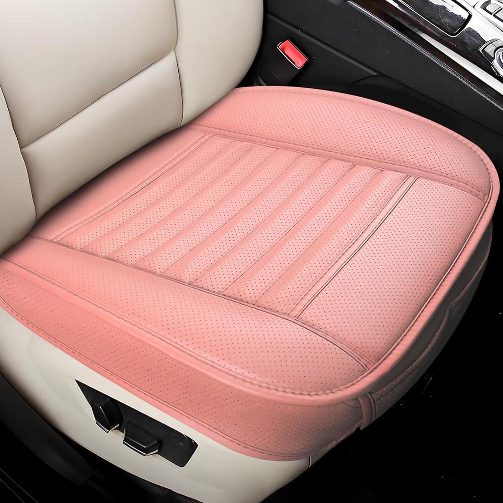 Wuyaoyao Car Seat Bottom Cover, Anti-Slip Leather Car Front Seat Cushion Pad, Full Wrap Bottom Auto Seat Protector with Pocket, Universal Front Seat