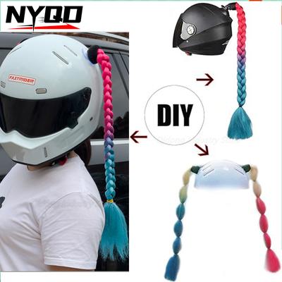 1 Pair Punk Style Motorcycle Helmet Dreadlocks Famels Helmet Dreadlocks Ponytail Braid Motocross Bicycle Helmets Red Hair Decor