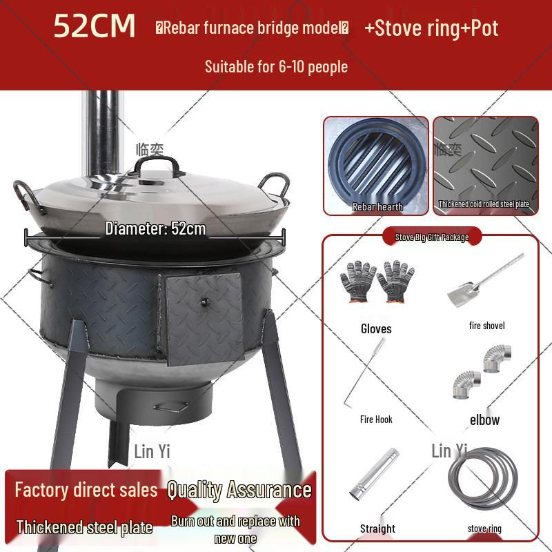 Extra Thick Patterned Steel Portable Wood-Burning Stove for Home & Outdoor Use