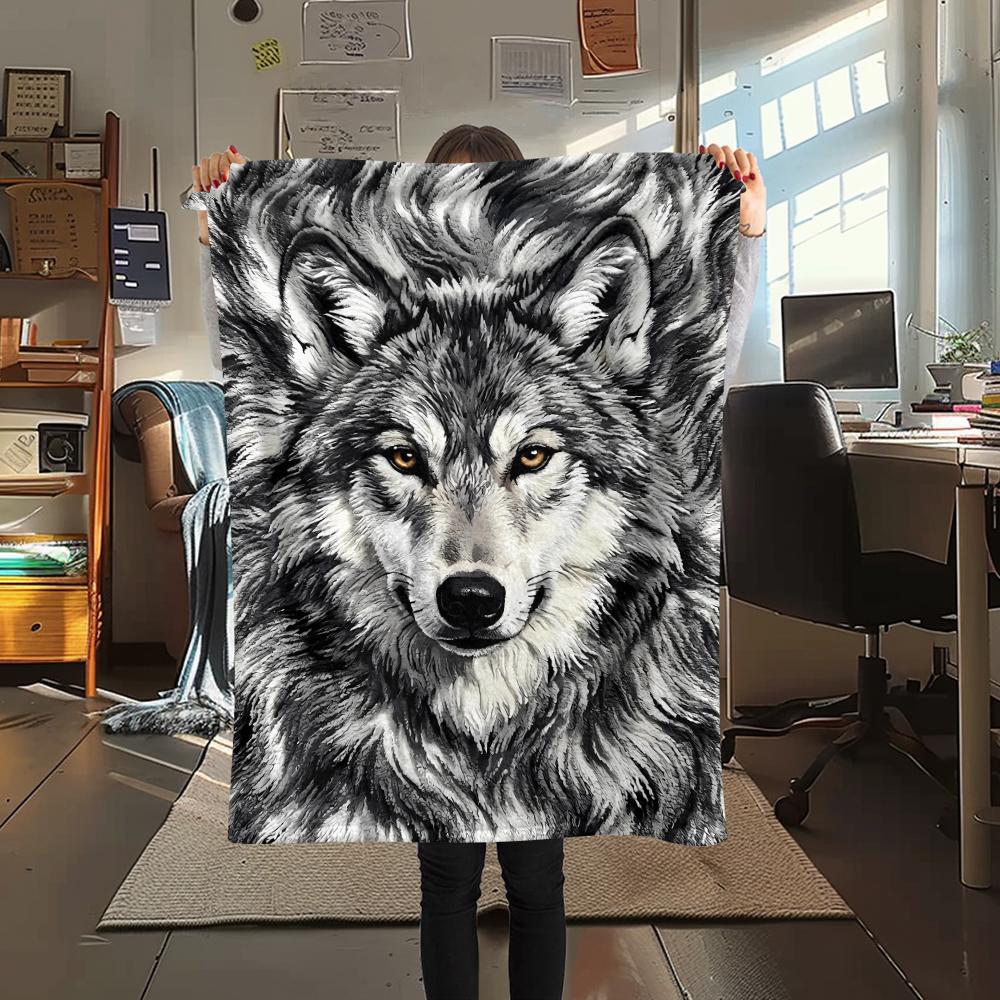 Filz Panda Wolf Leopard Kaninchen Druck Flanelldecke, Hohe Qualität, Bequem für alle Jahreszeiten, Heimdekoration, Wärme und Komfort, Perfekt für Weihnachtsgeschenke