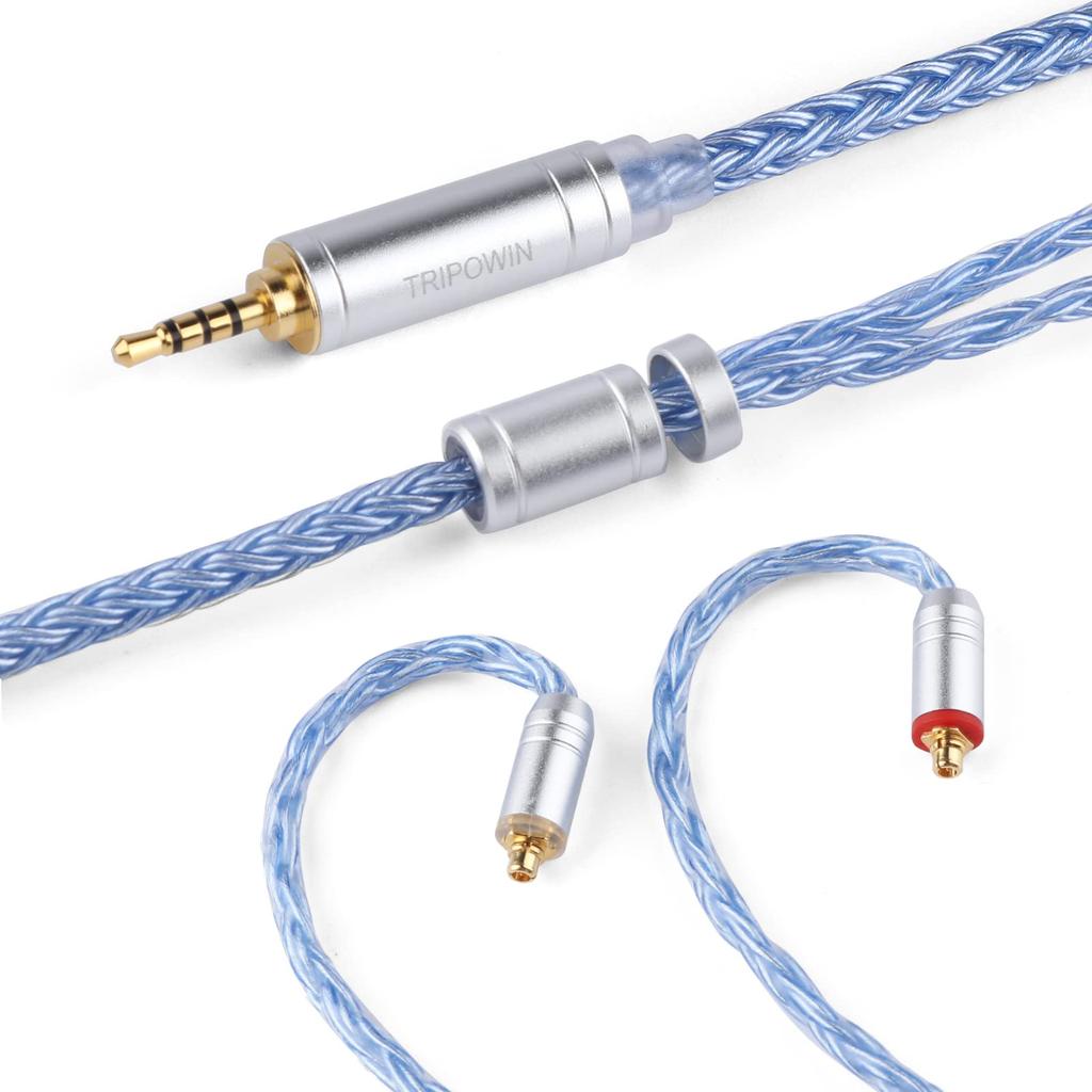 New TRIPOWIN Zonie 16 Core Silver Plated Cable SPCHIFI Earphone Upgrade Cable [2022 Version] & (2.5mm-MMCX, Blue)
