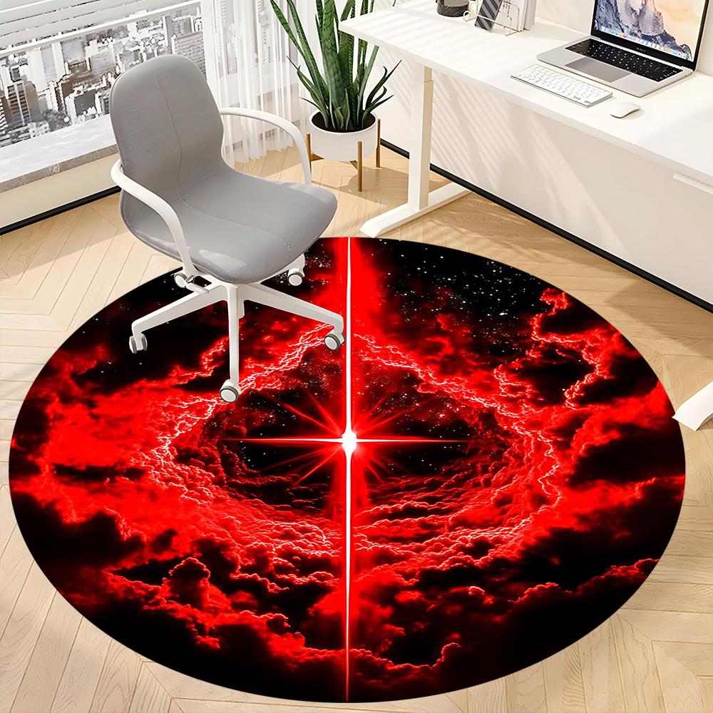 1PC Cosmic Nebula Office Round Rug, Non Slip, Soft and Durable Office Rug for Interior Decoration, Perfect for Office