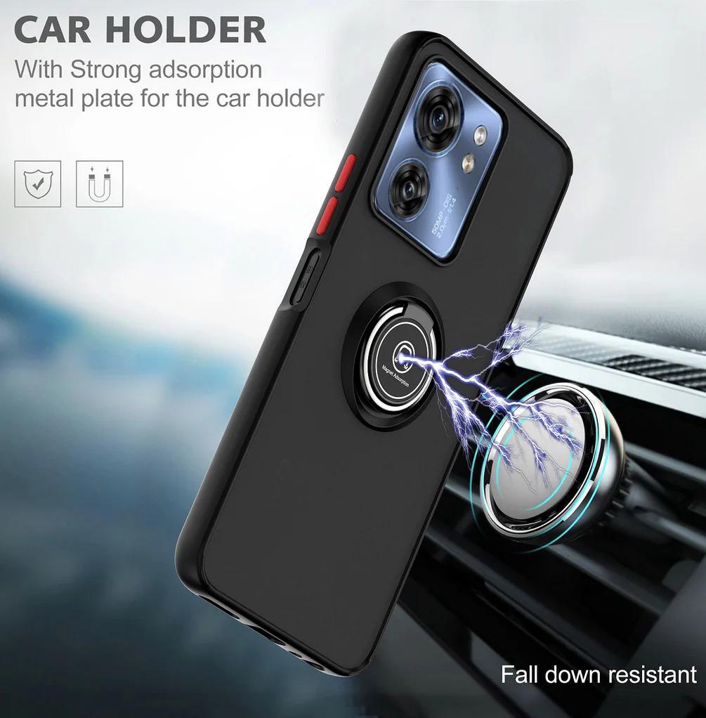 Shockproof Armor Matte Case For Motorola E20 G PLAY Stylus ACE Pure 2021 2022 2023 2024 5G 4G  Magnetic Holder Ring Stand Cover