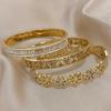 Retro Stainless Steel Hollow Flower Rhinestone Cuff Bangle Bracelet Women's Floral Waterproof Stackable Charms Jewelry Gifts