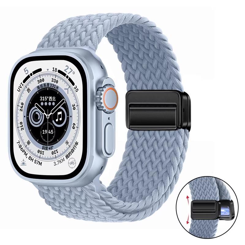 Nylon Braided Band For Apple Watch Series Ultra 3 2 1 49mm 11 10 46mm 42mm 9 8 7 45mm 41mm Magnetic Strap iWatch 6 5 SE 44/40mm Belt