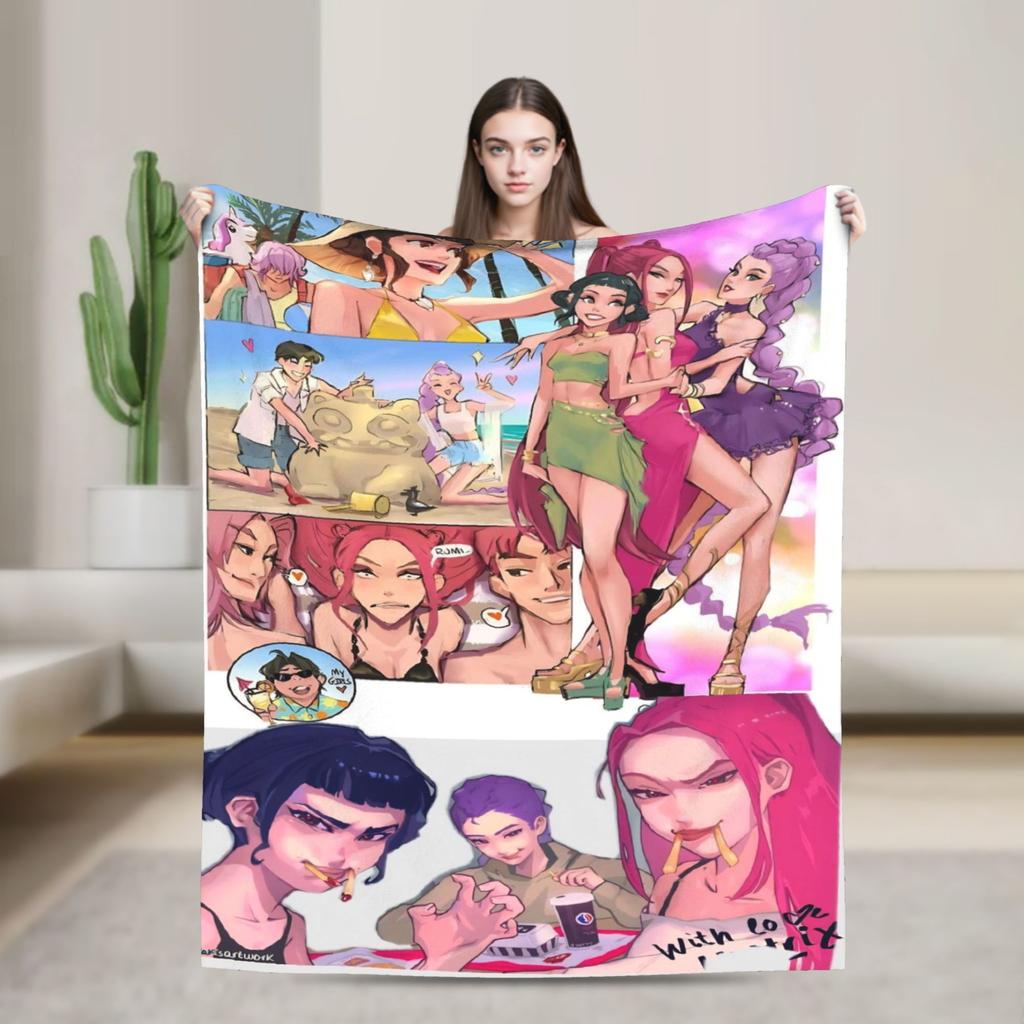 K-KPop Demons Hunters Blanket  Soft Fluffy Plush Throw Blanket For Children Living Room Flannel Bedspread Bed Cover