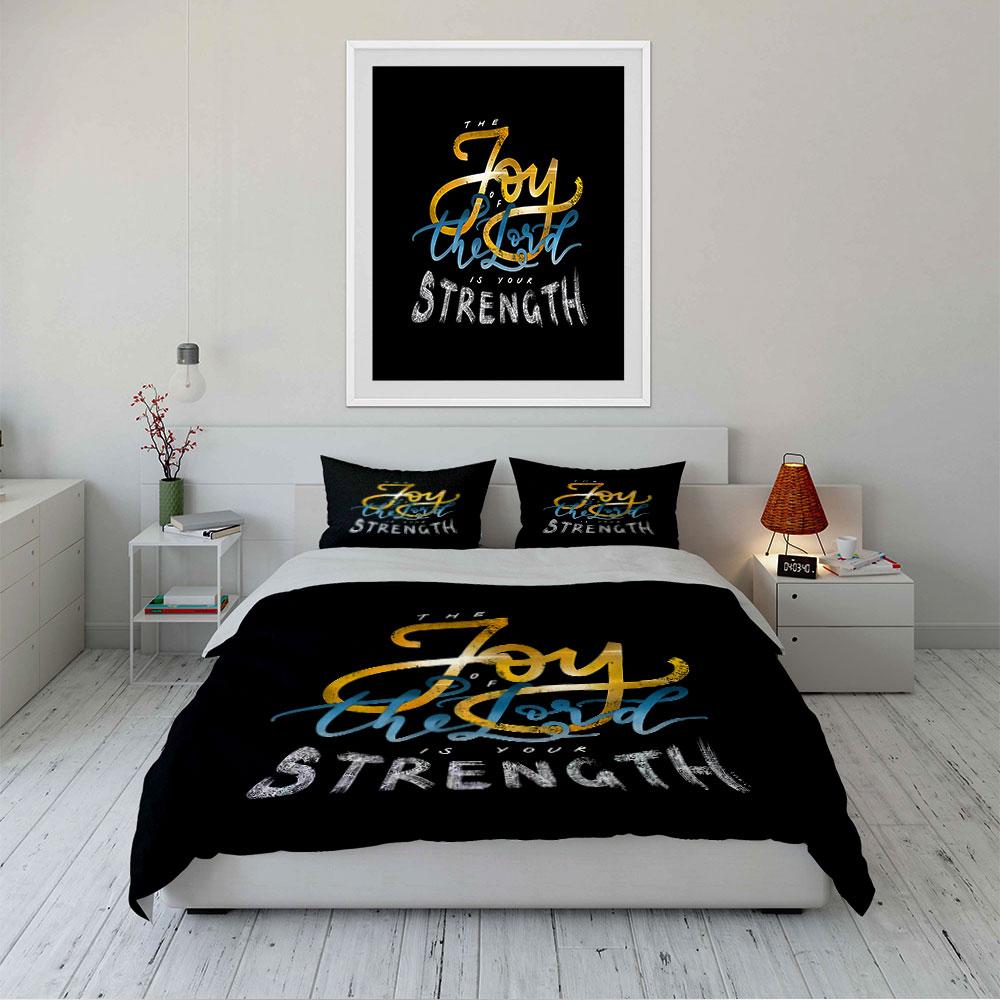 Joy of the Lord Typography Bedding Duvet Cover Set Duvet Cover Pillowcases (1*Duvet Cover 2*Pillowcases, without duvet insert)