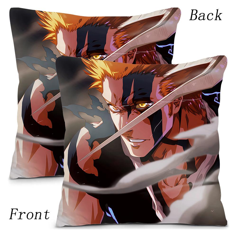 Hot Anime Bleach Ichigo Pillow Covers Cartoon Sofa Decorative Home Double-Sided Printing Short Plush Cute Cushion Cover