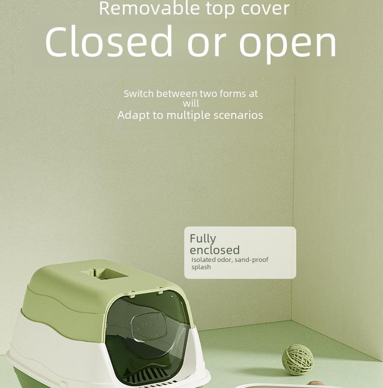 Extra große, vollständig geschlossene Katzentoilette mit Spritzschutz und desodorierender Desinfektion