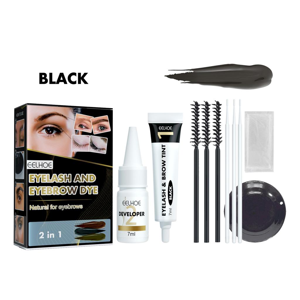 Brow Lash Tint Set, Sweat-Proof Color-Fast Non-Smudge 2-in-1 Eyebrow Eyelash Tinting Set