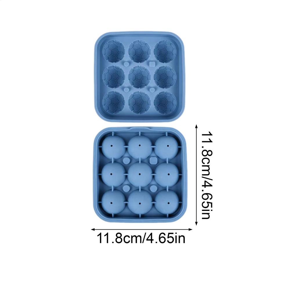 9cavity Soccer Silicone Chocolate Mold Freezer Ice Tray Round Ice Cubes Maker 3D Football Shape Ice Mold With Lid Ice Ball Maker