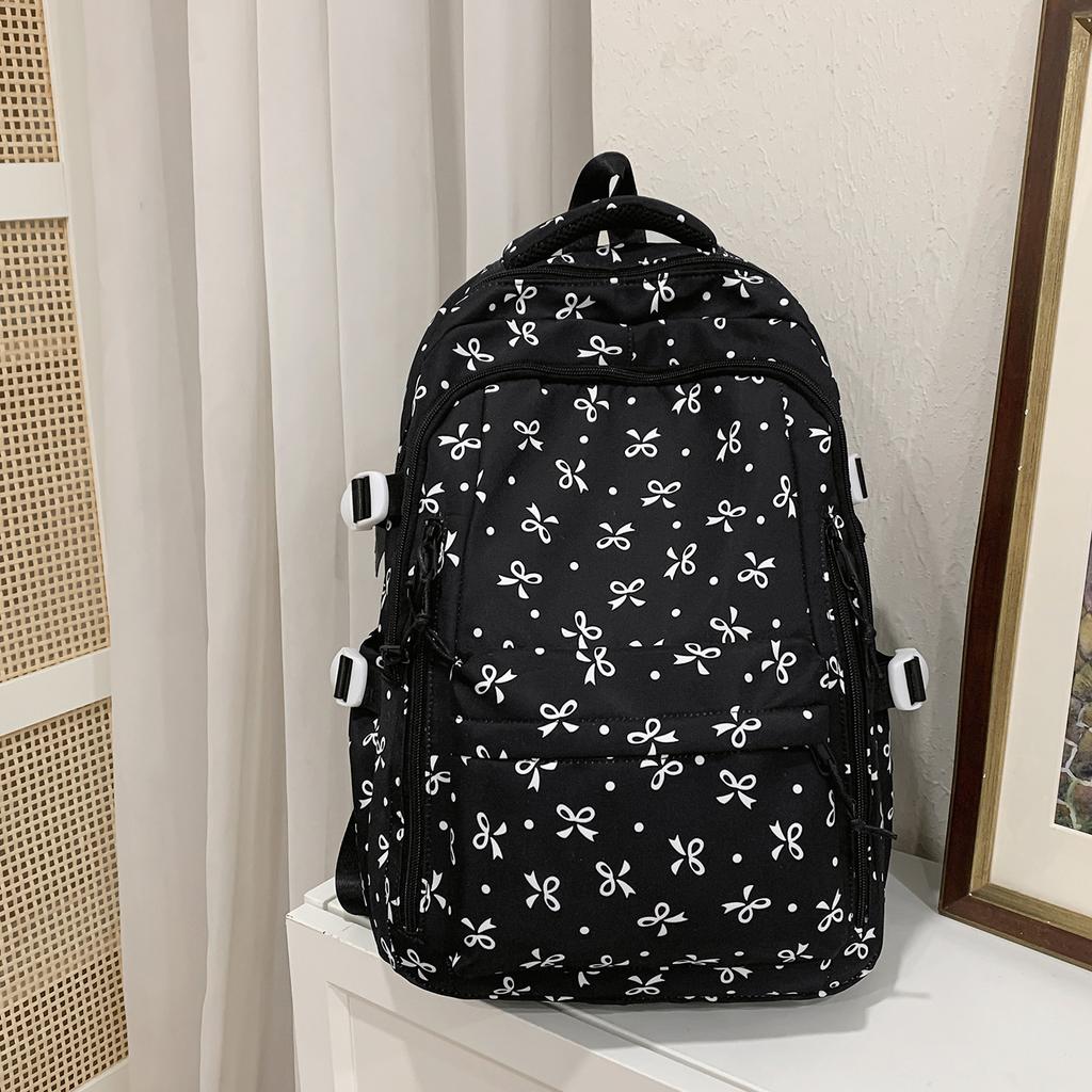 Schultasche neuer Rucksack mit großem Fassungsvermögen für Mädchen mit Blumen und Schleife Schüler-Schultasche Mittelschule Hochwertiger wasserdichter Rucksack