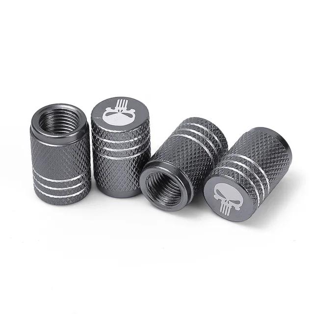 

4pcs Skull Pattern Tire Valve Caps Decor Car Motorcycle Bike Aluminum Alloy Dustproof Cover Wheel Tyre Stem Valve Cap