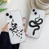 Luxurious Black White Flower Snake Clear Phone Case for IPhone X XR XS 14 13 12 11 Pro Max Mini 7 8Plus Unique Dragon Back Cover
