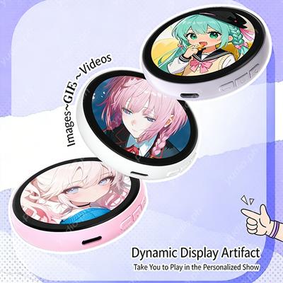 Electronic Digital Badge 1.85-inch HD Display Screen Badges Pin,Smart Cyber Badge for Anime Football Fans Cosplay & Concert Gifts