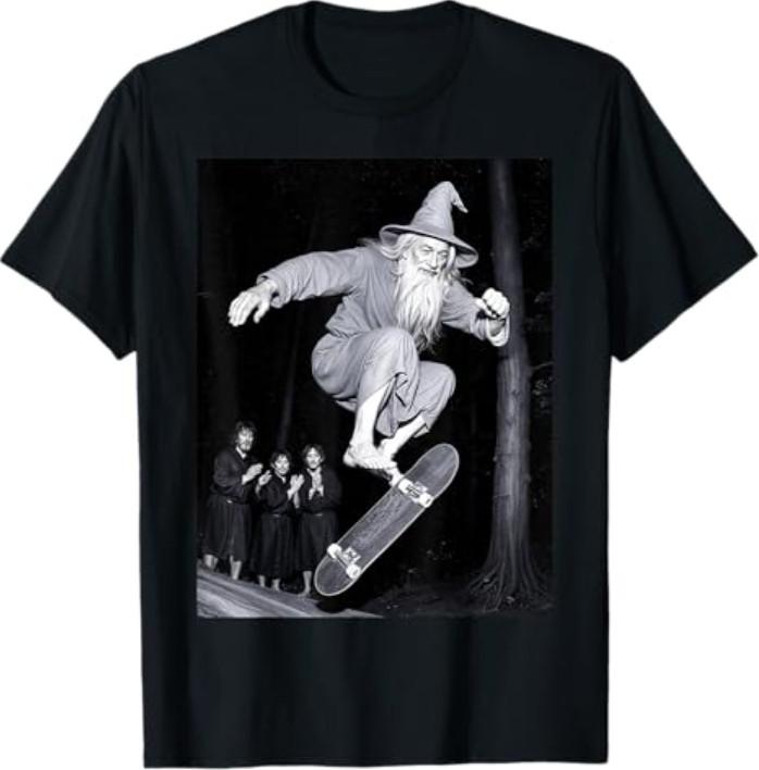 Wizard Skateboarding Funny Skater Graphic Tees T-Shirt S разноцветный