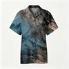Men's Casual Short Sleeve Shirt Cotton Linen Classic Lapel Collar Button Down Lightweight Printed Top for Spring Summer
