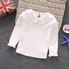 Baby Girl Kids Cotton Peter Pan Collar Long Sleeve Solid Color Top Cute T-shirt for Babys