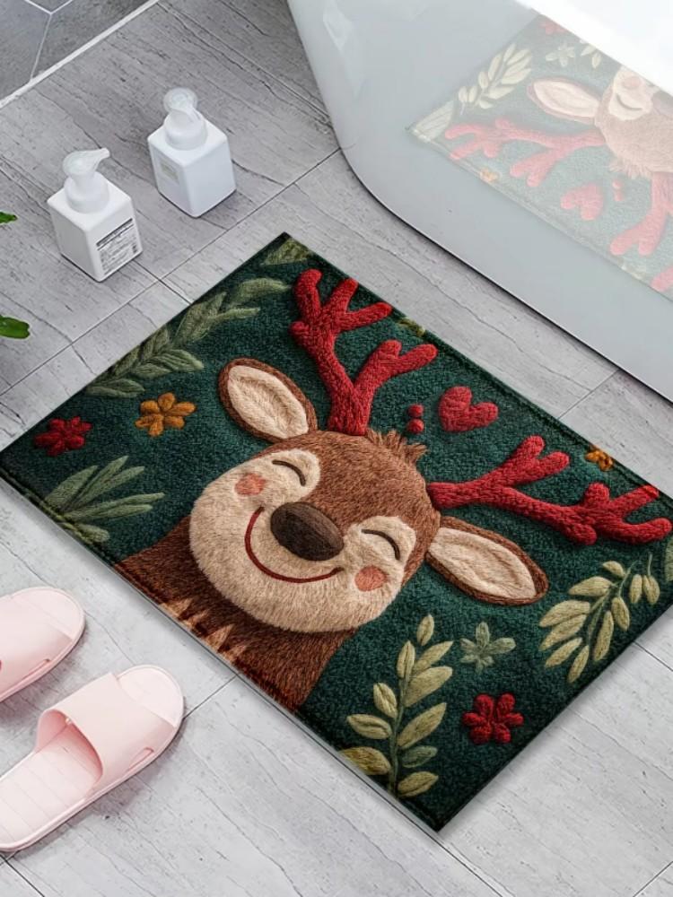 Christmas Crystal Velvet Floor Mat Xmas Holiday Decoration New Year 2026 Santa Claus Carpet Bathroom Kitchen Absorbent Foot Mat