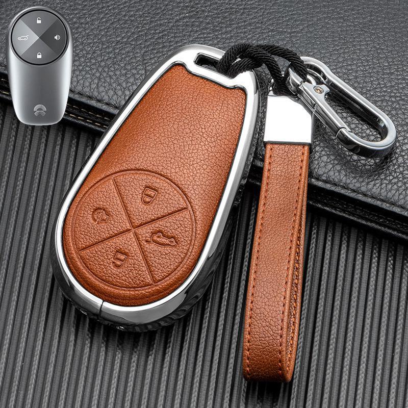 Signal Unobstructed Double-Sided Leather Metal Key Shell for 2022 NIO ES6, ES8, EC6