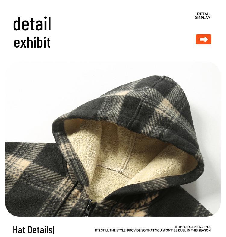 2025 Autumn/Winter Men's Windproof Warm Casual Versatile Plus Velvet Hoodie