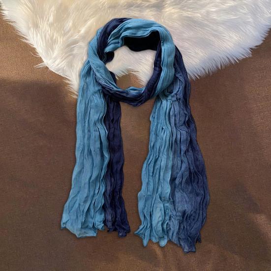 Scarf Shawl Two-Color Gradient Design Pleated Scarf Warm Neck Wrap Cold Weather Neck Warmer Fashion Accessories