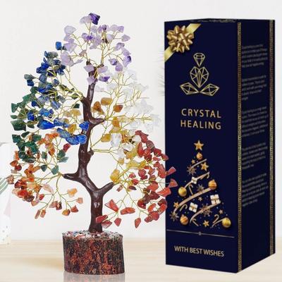 Seven Chakra Crystal Tree Showpiece Good Luck Home Decor Living Room Decoration Items, Wedding Gift for Couples