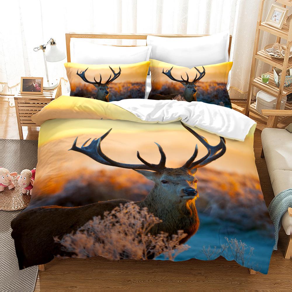 Funda de edredón con estampado de animales en 3D para el hogar, funda de edredón y funda de almohada con estampado de ciervos, para cama individual o doble, tamaño completo, Australia, UE y EE. UU.