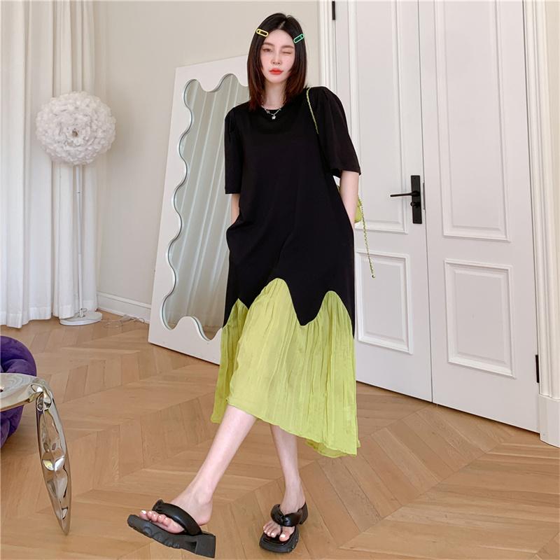 

DIMANAF Лето Плюс Размер Модное Женское Элегантное Женское Длинное Платье Черная Одежда Свободные Плиссированные 3XL