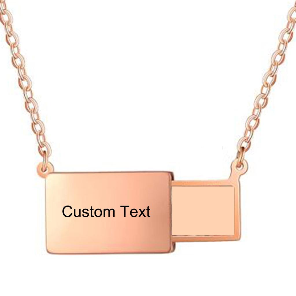 Custom Photo Box Pendant Necklace Stainless Steel Personalized Words and Picture Choker