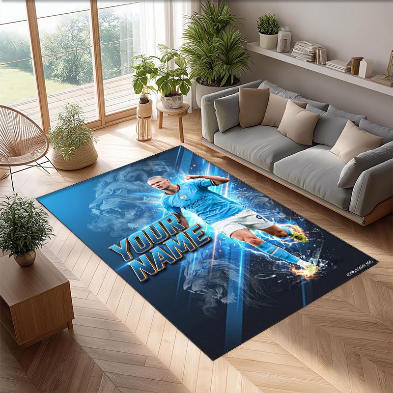 Erling Haaland Printed Crystal Velvet Rug Non‑Slip Crystal Velvet Carpet For Sofa Bedroom Indoor Home Decoration
